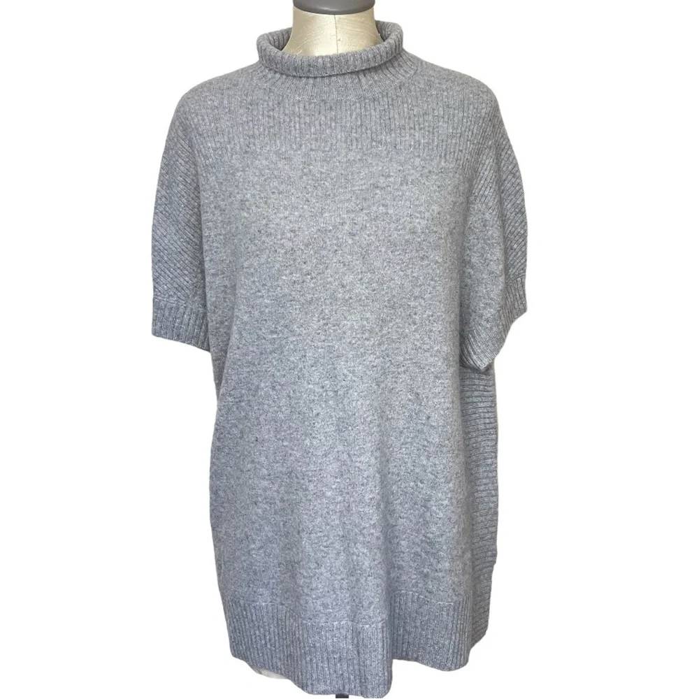 Isaac Mizrahi Gray Cashmere Mock Neck Sweater Poncho XS/S NWOT